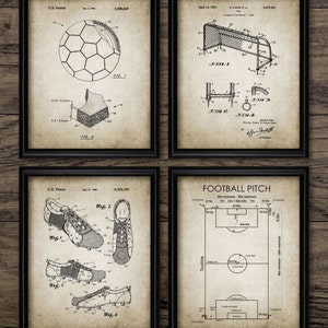 Soccer Wall Art Set Of 4, Printable Soccer, Soccer Field, Football Art, Football Pitch, Soccer Ball, Boot, Goal, Net #835 INSTANT DOWNLOAD