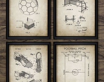 Soccer Wall Art Set Of 4, Printable Soccer, Soccer Field, Football Art, Football Pitch, Soccer Ball, Boot, Goal, Net #835 INSTANT DOWNLOAD