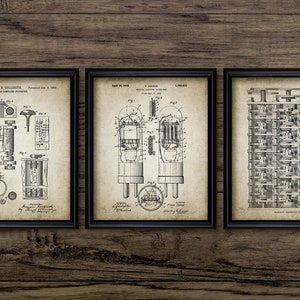 Vintage Computing Set Of 3, Printable Computer, Statistics, Babbage Difference Engine, Vacuum Tube, Computer Science #2323 INSTANT DOWNLOAD