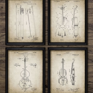 Stringed Instrument Wall Art Set Of 4, Printable Music Room, Musician, Double Bass, Cello, Violin, Orchestra, Cellist #2271 INSTANT DOWNLOAD