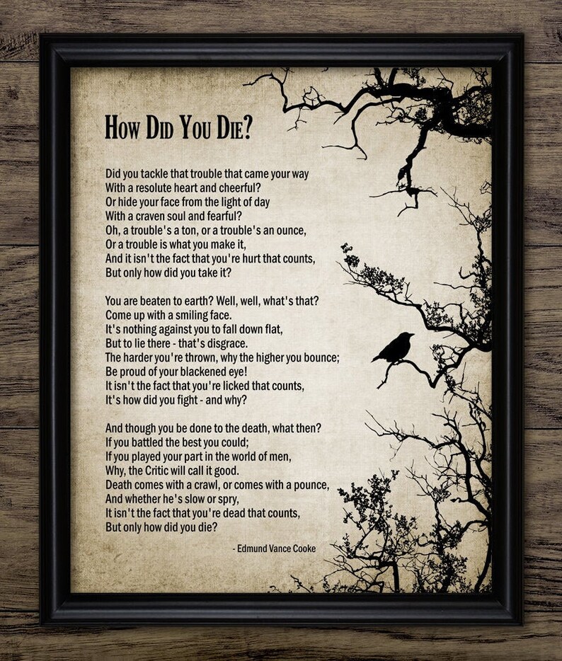 how-did-you-die-poem-edmund-vance-cooke-printable-poem-etsy-uk