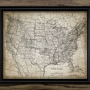 Vintage Karte der Vereinigten Staaten von Amerika, Druckbare Karte, US Geographie #343 SOFORTIGER DOWNLOAD