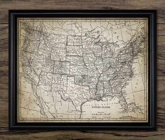 Vintage United States Map Wall Art, Printable United States Of America Map, US Geography #343 INSTANT DOWNLOAD
