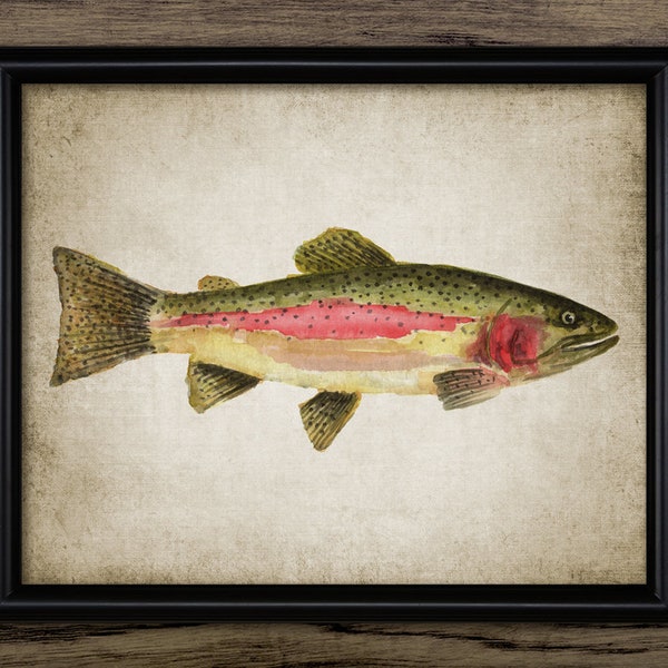 Steelhead forel aquarel schilderij, afdrukbare vis, vissen, visser, steelhead forel, regenboogforel, visserij cadeau #4015 INSTANT DOWNLOAD