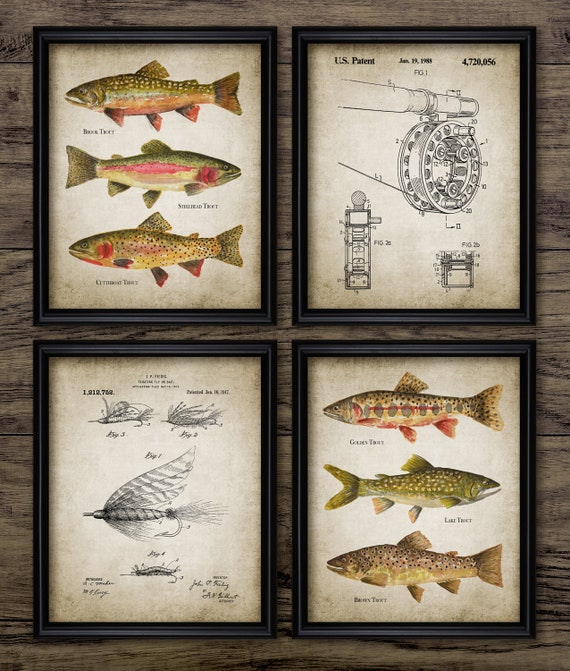 Fly Fishing Wall Art Set of 4, Printable Fly Fishing Reel, Fishing Lure,  Bait, Steelhead, Lake Trout, Rainbow Trout 3757 INSTANT DOWNLOAD -   Canada