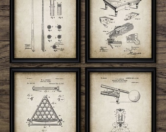 Snooker Room Wall Art Set Of 4, Game Room, Billiards Patent, Snooker Cue, Snooker Table, Frame, Bridge, Snooker Player #469 INSTANT DOWNLOAD