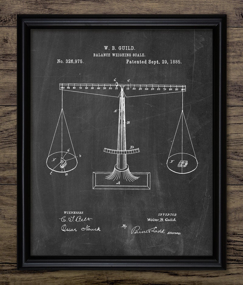 Scales Of Justice Patent Print 1885 Balance Weighing Scale Etsy