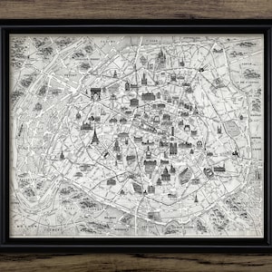 Vintage Karte von Paris, Kunst, druckbare 1911 Paris Urlaubskarte, Frankreich, Stadt des Lichts, französische Stadt der Liebe #2548INSTANT DOWNLOAD