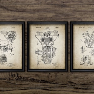 Ensemble de 3 oeuvres d&#39;art murales moteur de voiture vintage #1, moteur imprimable, conception de moteur de voiture, mécanicien de garage, voiture classique #839 TÉLÉCHARGEMENT IMMÉDIAT