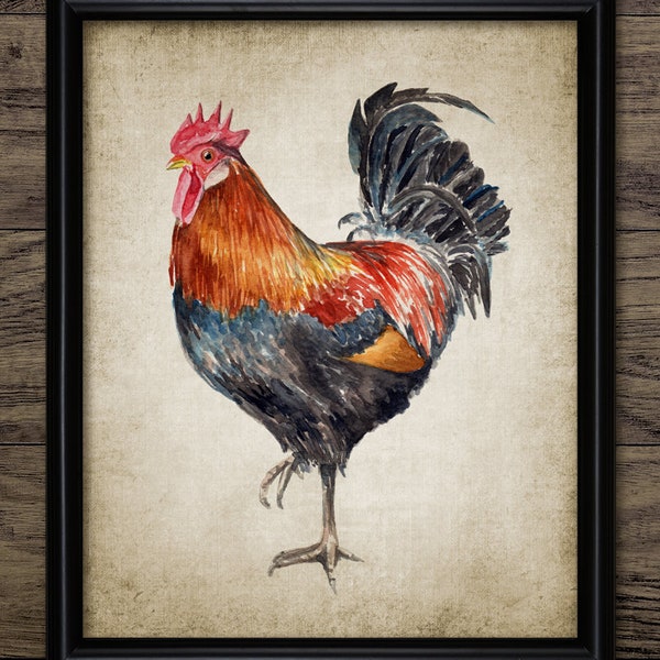 Chicken Art Painting, Printable Chicken, Kitchen Wall Art, Rustic Kitchen Art, Rooster, Poultry, Farming, Farm, Hen #3675 INSTANT DOWNLOAD