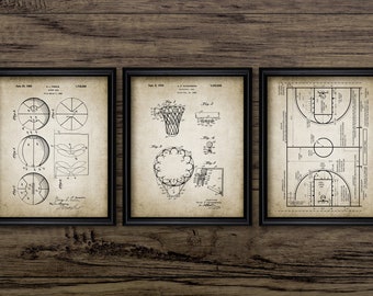 Basketball Art Set Of 3, Basketball Court, Basketball Hoop, Basketball Equipment Design, Basketball Player Gift Idea #3026 INSTANT DOWNLOAD