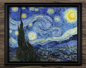 The Starry Night Wall Art, Printable Vincent van Gogh Painting, Star Bedroom Wall Art, Stars Painting, Star Theme #3221 INSTANT DOWNLOAD