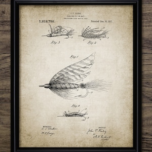 Vintage Fly Fishing Lure Wall Art, Printable 1917 Fishing Design, Angling, Fisherman, Fly Fishing, Course Fishing #1934 INSTANT DOWNLOAD