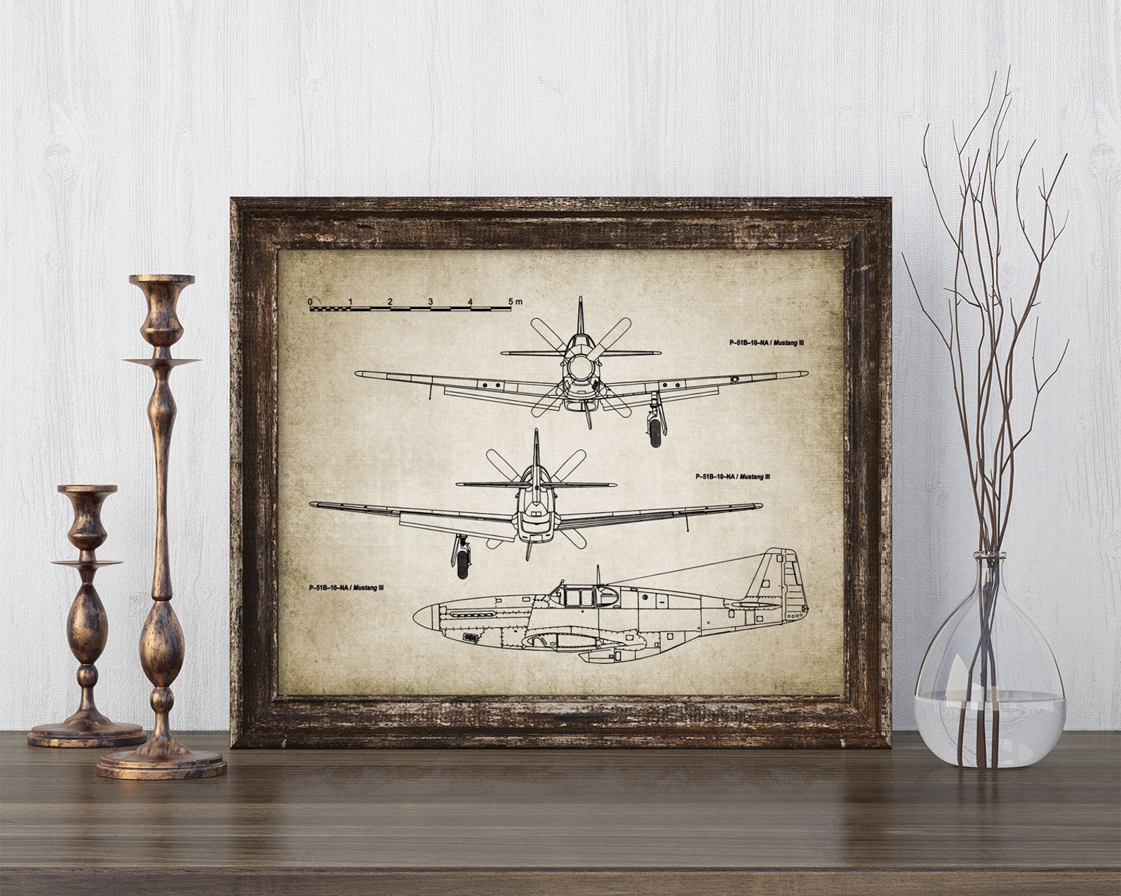 USAF Wall Art Printable P51 Mustang Aircraft North American Etsy