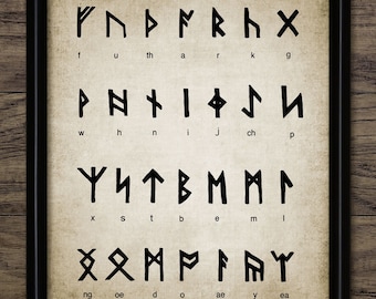 Viking Runic Alphabet Wall Art, Viking Futhark, Norse Mythology, Art Of Divination Magic, Viking Old Norse Language #326 INSTANT DOWNLOAD