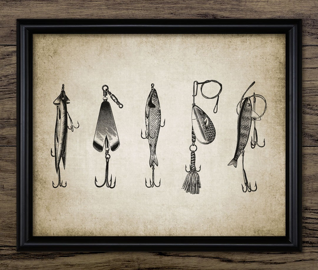 Vintage Fishing Lure Wall Art, Printable Fishing Lure, Angling, Fishing, Fisherman, Fly Fishing