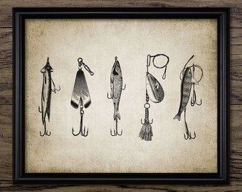 Vintage Fishing Lure Wall Art, Printable Fishing Lure, Angling, Fishing, Fisherman, Fly Fishing, Course Fishing #668 INSTANT DOWNLOAD