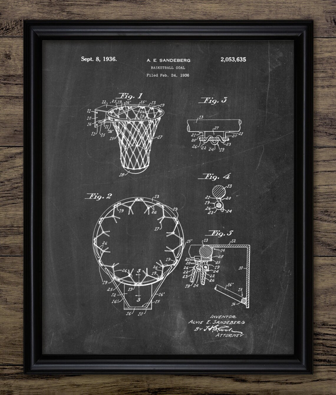 Basketball Hoop Patent Print Basketball Net Art 1936 Etsy