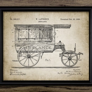 Vintage Ambulance Wall Art, Printable 1889 Ambulance Design, Vintage Transport #1910 INSTANT DOWNLOAD