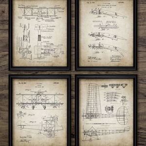 Aircraft Wall Art Set Of 4, Printable Vintage Aircraft, Aviation, Biplane, Aerofoil, Aeroplane, Airplane, Plane #1961 INSTANT DOWNLOAD