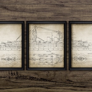 Battlecruiser Wall Art Set Of 3, Printable Warship, HMS Hood, Battleship, British Royal Navy, The Mighty Hood, Ship #3160 INSTANT DOWNLOAD