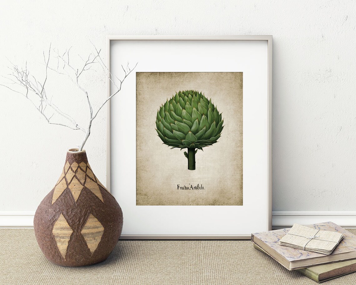 Artichoke Wall Art Print Rustic Farmhouse Kitchen Decor Etsy