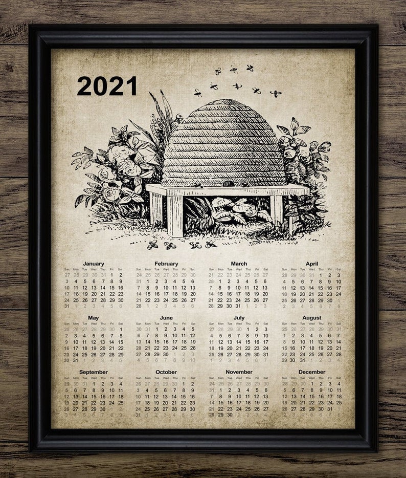 Beekeeping Calendar 2021 Honey Bee Calendar Vintage Beehive | Etsy