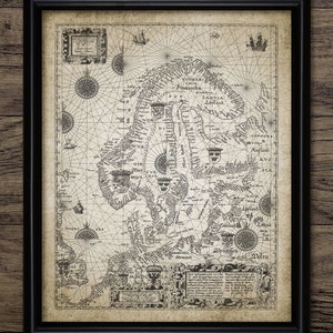 Skandinavien Karte, Druckbare Karte, Geographie, Norwegen, Schweden, England, Wikinger, Europa, Nordsee, Ostsee #783 SOFORT DOWNLOAD