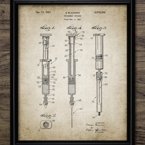 Vintage Hypodermic Syringe Wall Art, Printable 1951 Syringe Design, Medical Equipment, Doctor, Nurse #2056 INSTANT DOWNLOAD