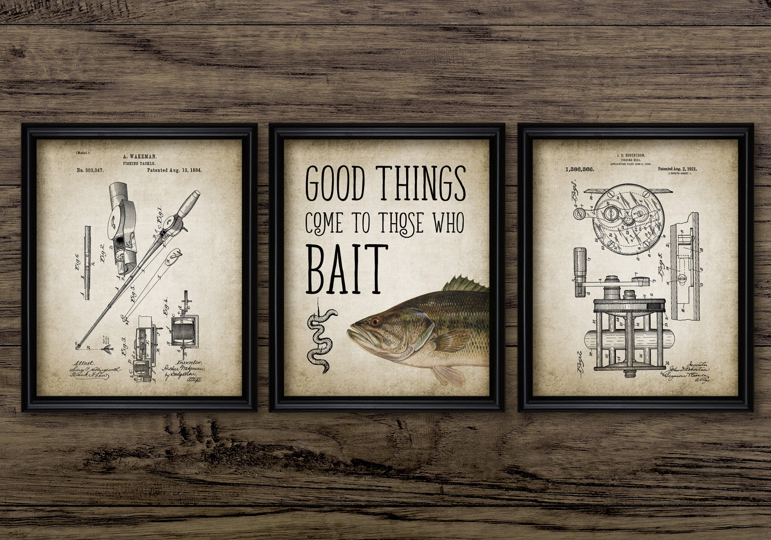 Fishing Wall Art Set Of 3, Fly Fishing Patent Print, Angling, Fisherman,  Reel, Rod Good Things Come To Those Who Bait #3122 INSTANT DOWNLOAD