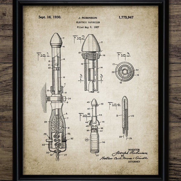 Vaping Wall Art, Printable Electronic Cigarette Invention, E Cigarette Design, Vape Pen  #4479 INSTANT DOWNLOAD