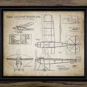 Nieuport Monoplane Aircraft Wall Art, Printable Aeroplane, Plane Schematic, Aviation History, Airplane, Monoplane #524 INSTANT DOWNLOAD
