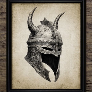Viking Helmet Wall Art, Printable Viking Art, Odin, Thor, Norse, Rustic Viking Art, Norse Mythology, Viking Warrior #4101 INSTANT DOWNLOAD