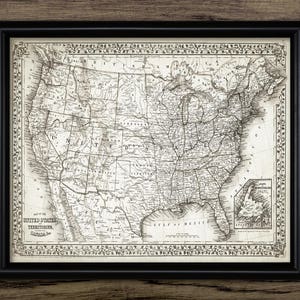 Art mural carte des États-Unis, carte imprimable des territoires des États-Unis et du Canada, États-Unis, carte de l'Amérique du Nord #2536 TÉLÉCHARGEMENT IMMÉDIAT