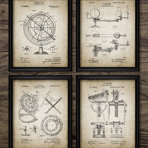 Astronomy Patent Set Of 4, Printable Planetarium, Solar Theodolite, Astronomical Globe, Astronomy Equipment Wall Art #3011 INSTANT DOWNLOAD