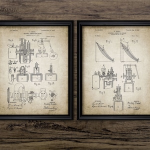 Vintage Diesel Motor Wand Kunst 2er Set, 2er Set, druckbare Dieselmotor Erfindung, Vrennmotor, Garage Art #2168 SOFORT DOWNLOAD
