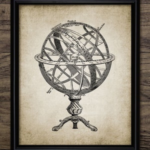 Armillary Sphere Print - Celestial Longitude - Spherical Astrolabe - Armilla - Armil - Single Print #409 - INSTANT DOWNLOAD