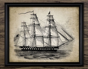 USS Constitution Wall Art, Printable Warship, United States Navy, Tall Ship, Sailing Ship Art, Famous Vintage Ship #547 - INSTANT DOWNLOAD