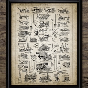 Farming Wall Art, Printable Farm Art, Agriculture Wall Art, Soil Cultivation, Farming Equipment, Ranch Machinery #3580 INSTANT DOWNLOAD