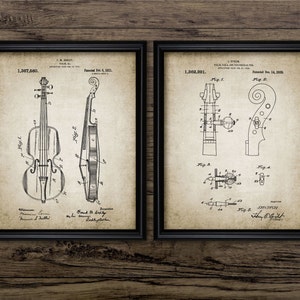 Violin Patent Wall Art Set Of 2, Printable Violin, Violin Design, Violinist, Musician, Orchestra, Classical Music #2242 INSTANT DOWNLOAD