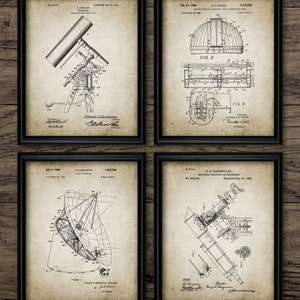 Astronomy Patent Set Of 4, Printable Radio Telescope, Observatory Dome, Telescope Mounting, Astronomer, Space, Seti #3023 INSTANT DOWNLOAD
