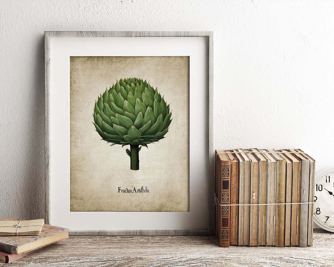 Artichoke Wall Art Print Rustic Farmhouse Kitchen Decor Etsy