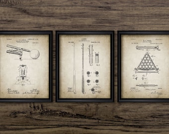 Snooker Room Wall Art Set Of 3, Game Room, Billiards, Pool, Snooker Cue, Snooker Table, Frame, Bridge, Snooker Player #1045 INSTANT DOWNLOAD
