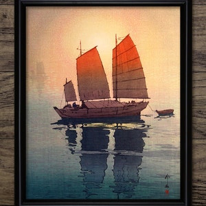 Japanese Junk Sailing Vessel Wall Art, Printable Oriental Art, Classic Eastern Seas Nautical Transport, Shipping #764 INSTANT DOWNLOAD