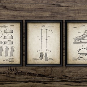 Ice Hockey Wall Art Set Of 3, Printable Ice Hockey, Team Sport, Ice Skating Rink, Ice Hockey League, Puck, Stick #901 INSTANT DOWNLOAD