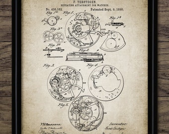 Watch Design Wall Art, Printable Timepiece Movement, Watch Mechanism, Watch Maker, Clockwork, Horologist #3868 INSTANT DOWNLOAD
