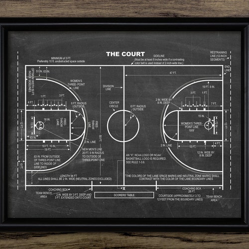 Basketball Court Wall Art, Printable Basketball Court Design, Basketball Gift, Basketball Sport, Basketball Player #1478 INSTANT DOWNLOAD