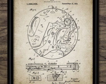 Watch Design Wall Art, Printable Timepiece Movement, Watch Mechanism, Stop Watch Maker, Clockwork, Horologist #1384 INSTANT DOWNLOAD