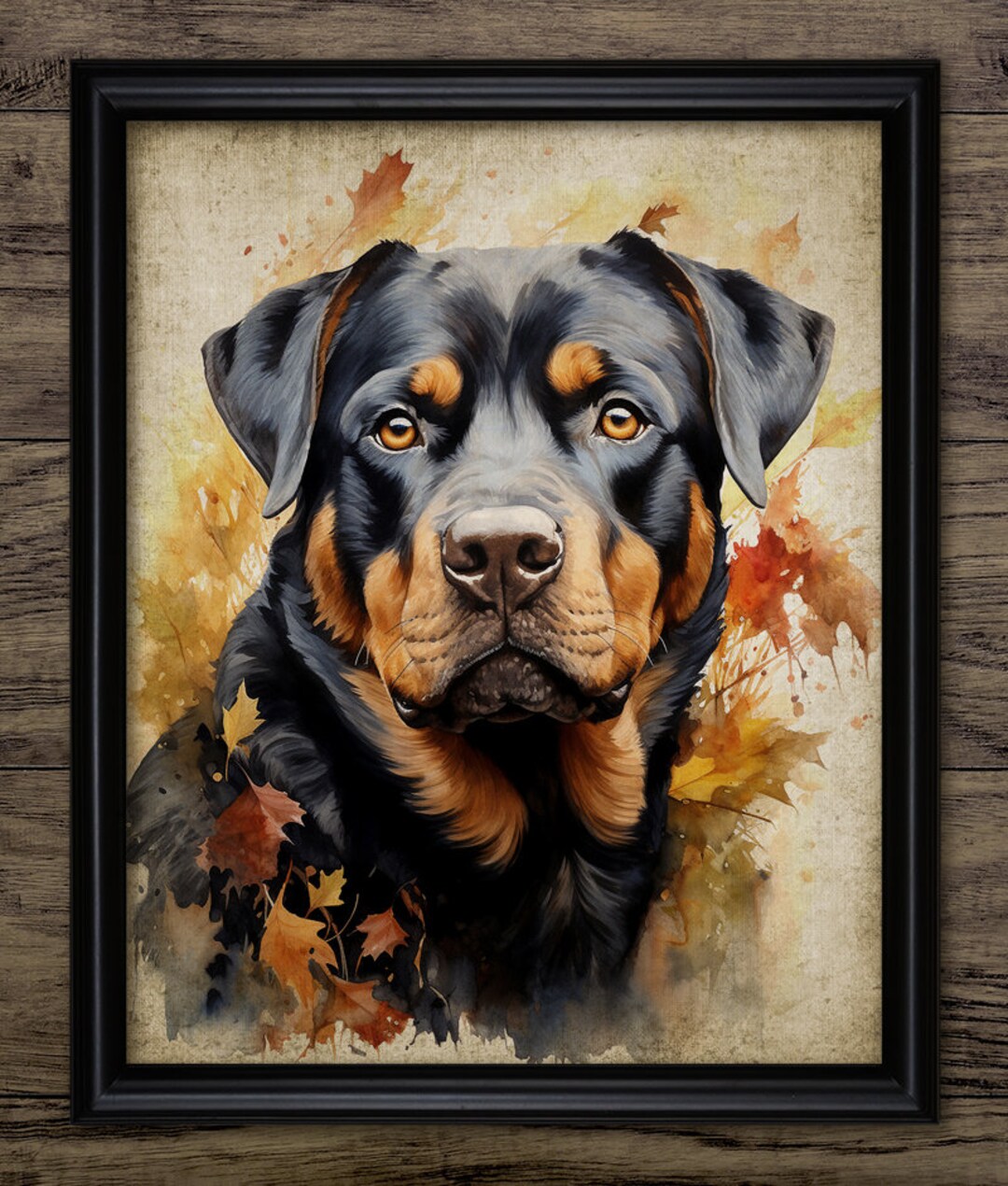 Rottweiler Wall Art, Printable Rottweiler Dog, Autumn Fall Wall Art
