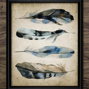 Blue Feather Wall Art, Feather Home Decor, Bird Feather Art, Blue Jay Feather, Bird Feather Print, Feather Home Decor #3051 INSTANT DOWNLOAD